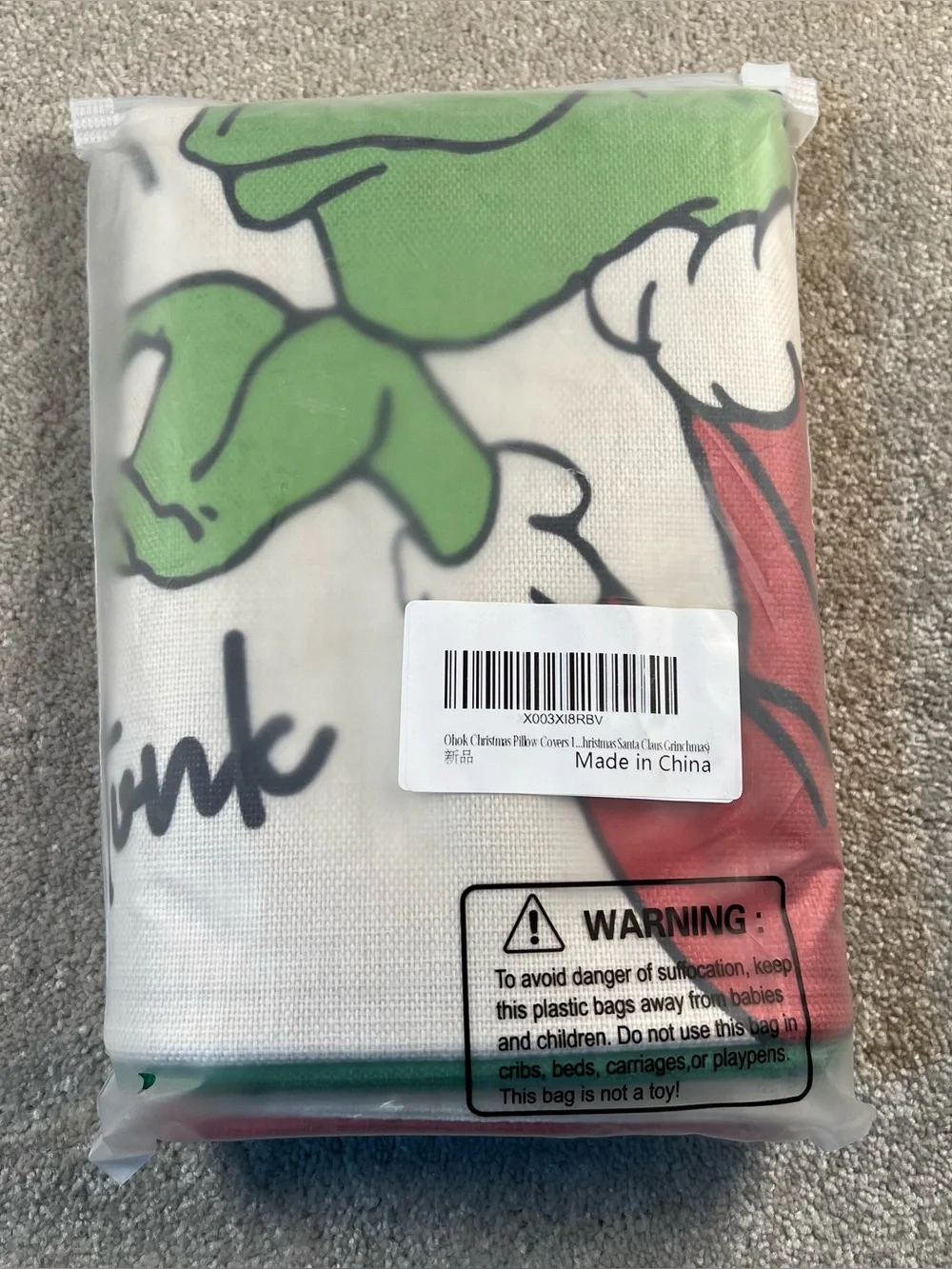 Christmas Pillow Covers Set of 4 Santa Grinch Woven